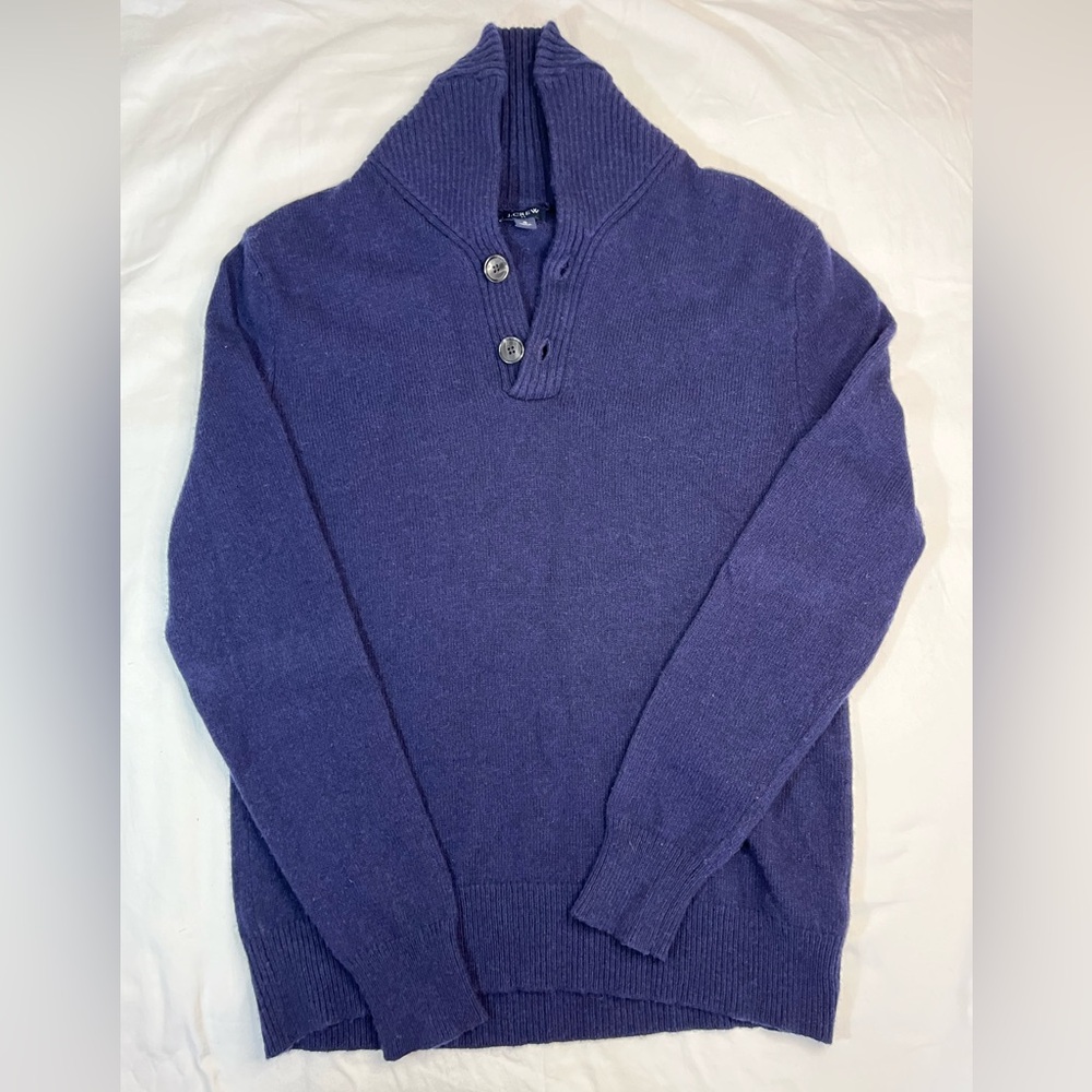 J. Crew Men's Wool Sweater in Navy Blue Men’s Small Warm Winter Classic